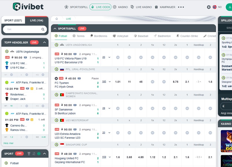 Så du får tilgang til betting sideren